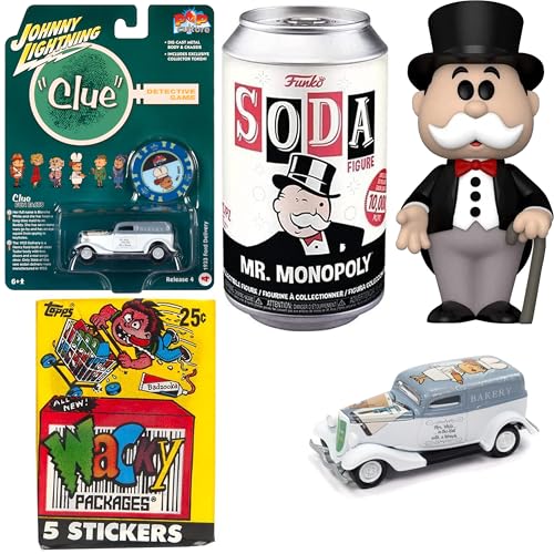 Retro Fun Figure Rich Uncle Pennybags SODA Character & Cluedo Car Clue Game pop Culture + Monopoly Vintage Toy Fun & Wacky Packs
