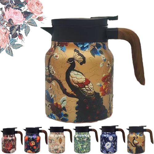 Tetera Vintage Con Infusor (2025), Diseño Floral, Tetera Térmica Con Tapa Y Jarra Térmica De Acero Inoxidable Con Tapa.(A1)