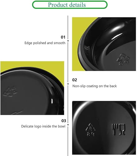 Miniatura 4 de PZRT - 30 platos de salsa desechables de plástico redondo negro, platos de sopa para condimentos, suministros para restaurantes para el hogar,
