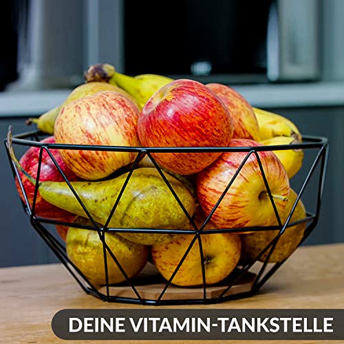 Fruit Bowl For Kitchen Counter - Fruit Basket For Kitchen Countertop - Black Fruit Bowls Vintage Style - Keeps Fruits And Vegetables Fresh - 10.2 X 4.7 X 5.3 In #TOP2