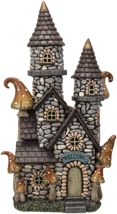 Pacific Giftware Garden House Outdoor Statue with LED, 15.24-inch Height, Outdoor Decoration