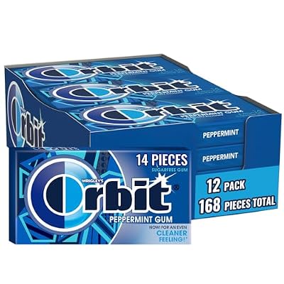 علكة ORBIT Peppermint الخالية من السكر مغلفة بشكل فردي، عبوات كبيرة من العلكة، 12 عبوة من 14 قطعة (إجمالي 168 قطعة)
