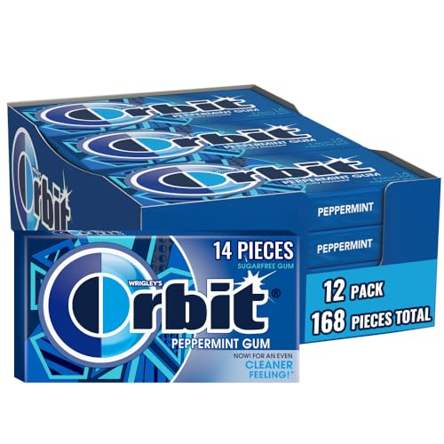 ORBIT Peppermint Sugar Free Gum Individually Wrapped, Bulk Packs of Gum, 12 Packs of 14-Pieces (168 Total Pieces)