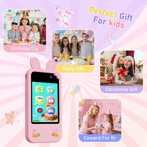 Kinder Handy Smartphone Spielzeug, Kinderkamera Handy für Mädchen & Jungen, 20 lernspiele, Dualkamera, Perfektes Weihnachts Geburtstag, Geschenke für 3-9 Jahre Geburtstag, Geschenke für Mädchen