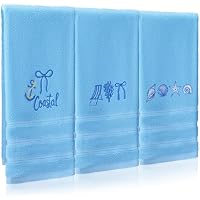 3-Piece SmoothNovelty 13.3 x 29.5 Inch Coastal Hand Cotton Towel Set with Embroidered Starfish, Shell & Seashell Designs (Beach)