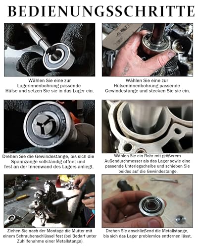 Zevmi Zestaw 12 ściągaczy łożysk motocyklowych, narzędzie do łożysk wewnętrznych: 9-23 mm z 5 tulejami zaciskowymi + przenośna walizka do łożysk kulkowych, łożysk igiełkowych i demontażu przekładni