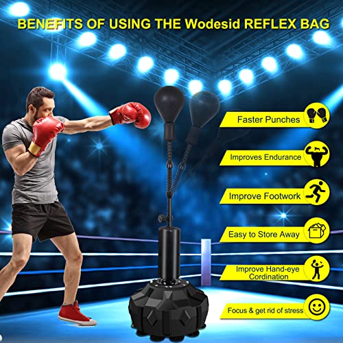 Wodesid Reflex Bags Freestanding Heavy Punching Boxing Balls For Adults, Height Adjustable Speed Training Punching Ball With Suction Cup Large Base And Solid Ball (Punching Ball) #TOP1