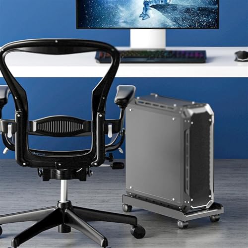 Soporte móvil para CPU ajustable con 4 ruedas giratorias, material ABS, accesorio para escritorio y oficina en casa miniatura 7
