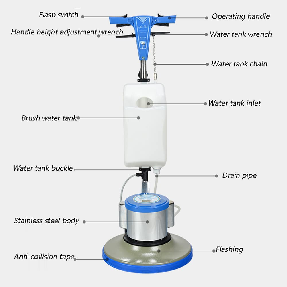 Lavadora de alfombras de 1200 W, potencia de 1750 rpm, cepillos de presión, aspiradora elástica de aire para limpieza resistente en hoteles y fábricas