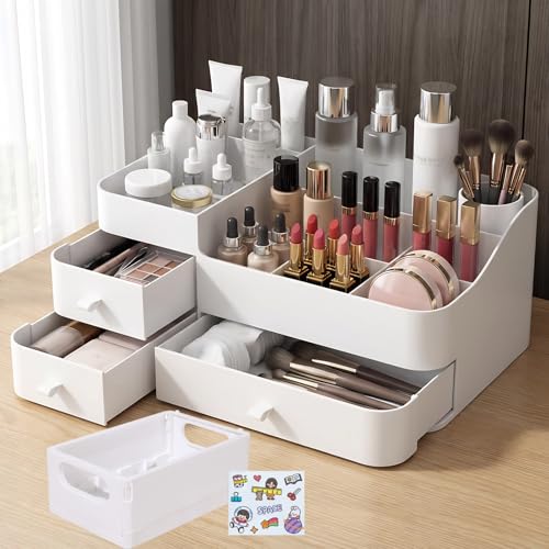 ZUSUZU Organizador de Maquillaje,Almacenamiento de Cosméticos Multifuncional,Organizador de Cosméticos de Maquillaje,Organizador de Belleza para Tocador,Baño y Dormitorio,con Cajón Multifuncional