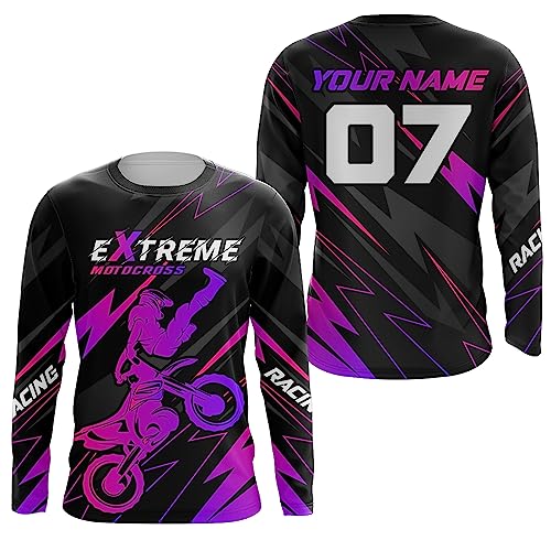 Custom Motocross Jersey UPF30+ Dirt Bike Shirt Purple Extreme MX Racing Adult&Kid Off-Road Motorcycle Jersey| XM29 (01)