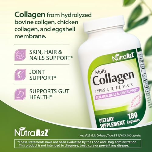 Multi Collagen Pills 1735mg -180 Collagen Capsules (60 Servings) - Types I, II, III, V & X for Healthy Skin, Hair, Nails & Joint Support - Image 3