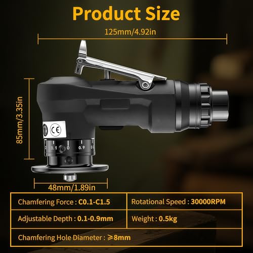 Image of Pneumatic Chamfer Tool, 30000 RPM Air Chamfer Tool with 12C & 8R Blades