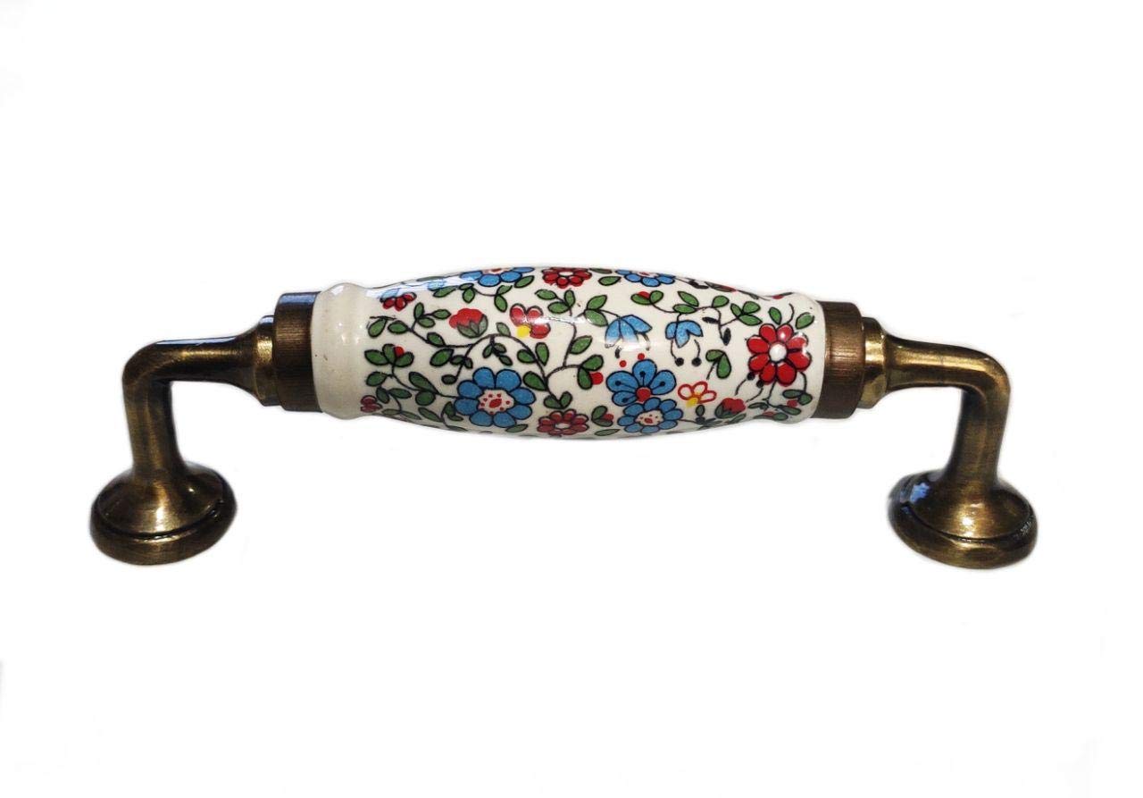 Maison Belle Ceramic Door Handle Gold Antique Finish - Scratch Proof 100% (Size 6 Inch, Multi Flower Hand Painted) (B08FKPH5BT) Amazon Price History, Amazon Price Tracker