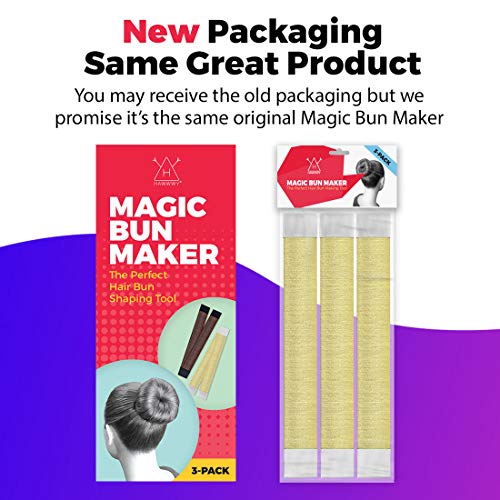 Hawwwy Premium 3 Piece Hair Bun Maker, Easy Snap-And-Roll Bun Hair Tool- Magic Bun Tool, Donut Hair, Perfect Bun Makers Hair Pins French Twist Donuts For Updos Kids - 3 Pack Gold #TOP1