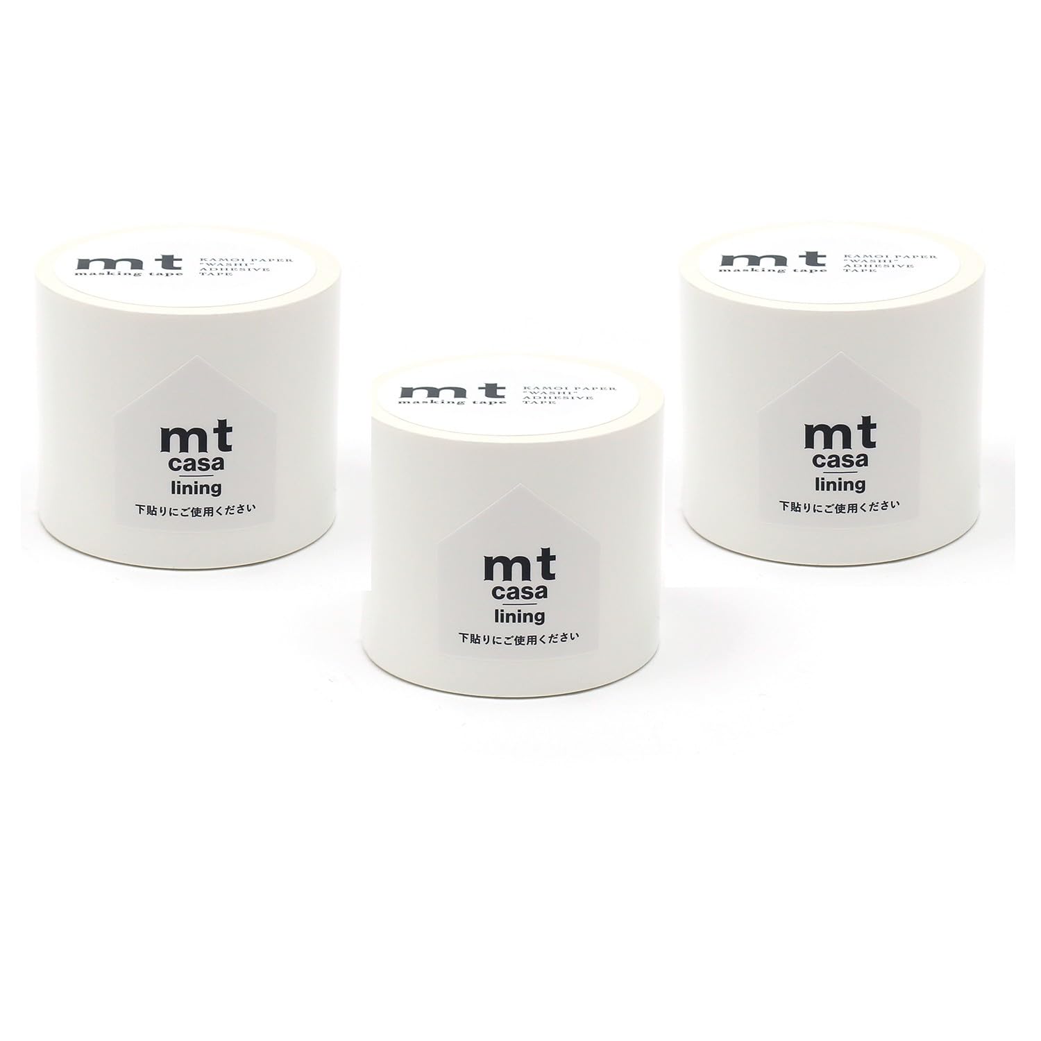 [Amazon.co.jp Exclusive] mt casa lining set of 3 rolls (Width 2.0 inches x 65.6 ft (50 mm x 20 m), Baseboard for Understicking/Masking Tape (Official Seller), Removable, Non-Transparent, Plain/White :