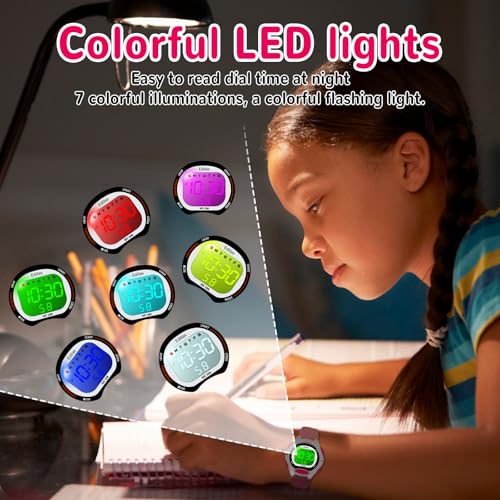 Image of Edillas Kids Digital Watch with 7 Color LED Light, Kids Toys Wristwatch, Children's Jewelry,School Gifts for Boys Girls, Built-in Battery, Long Lasting Batteries. (Light Pink)