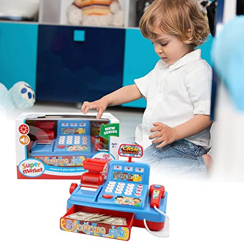 ZHANGHAN Kasse Kinder Rollenspiel Supermarkt Spielzeug Elektronische Kasse Supermarkt Registrierkasse mit Scanner… – Bild 4