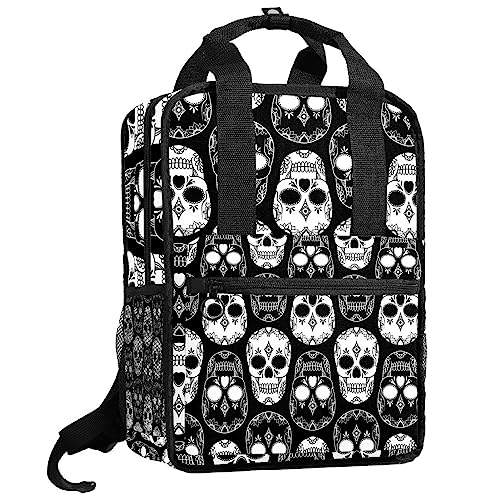 Sac à dos pour garçons motif crânes gris multicolore école 12cm