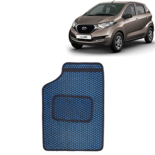 Image of Kingsway Dotted Design Car Floor Foot Mats Universal Fit for Datsun Redi Go, Model Year : 2016 Onwards, Water and Dustproof, Color Blue, Set of 5 Pieces