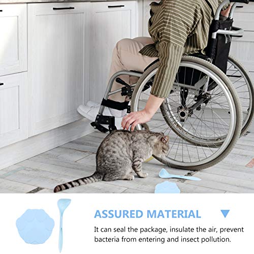 Tampa de lata para gatos de estimação, colher de alimentação com tampa vedante universal (tampa azul