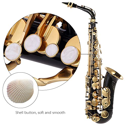Btuty Eb Altsaxophon Messing vergoldet E-Flat Sax 82Z Schlüsseltyp Holzblasinstrument mit Reinigungsborste Tuch Handschuh Polstercase