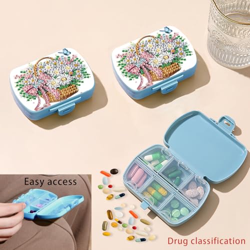Image of ARTopet Diamond Art Painting Mini Storage Box with 6-Grid Creative Design Compact Portable Small Case for Purse Travel Daily-Flower Basket01