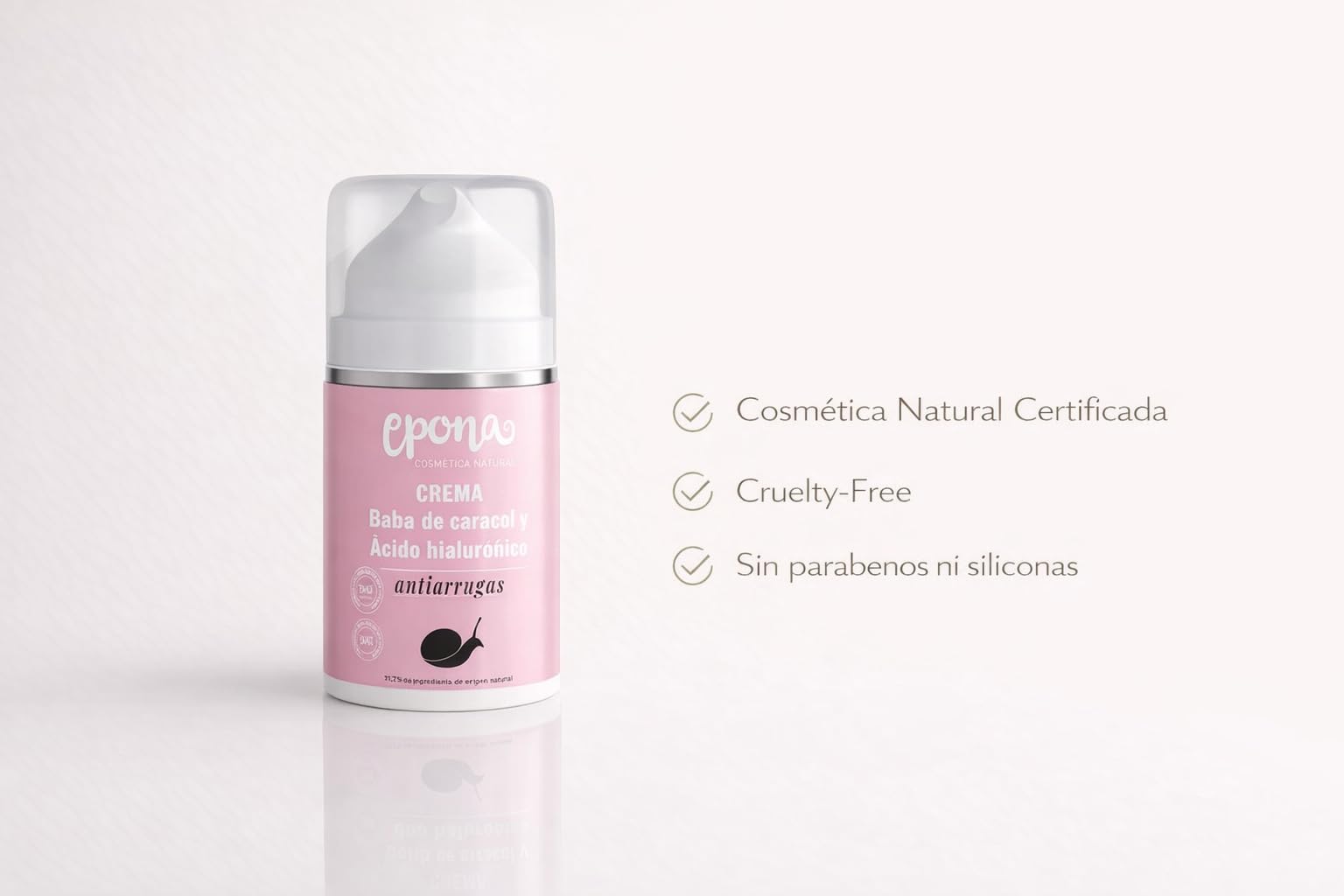 EPONA Crema Facial BIO con Baba de Caracol y Ácido Hialurónico – Hidratante Reafirmante Natural – Piel Sensible y Madura – Fórmula Ecológica Certificada – 50 ml