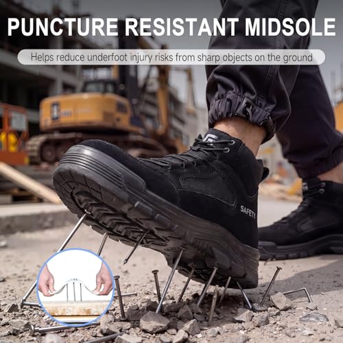 Image of Steel Toe Boots for Men Puncture Resistant Work Shoes for Construction