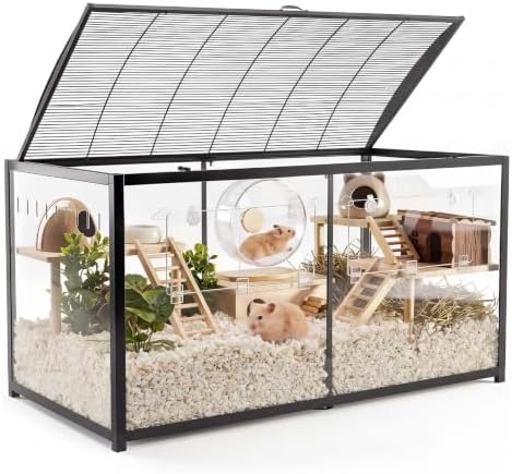 VEVOR Hamsterkäfig Nagerkäfig Nagarium Hamstergehege 1200x600x645mm | Kleintierstall mit 360°-Sicht Zugang von Oben & Fronttür Dreiseitige Belüftung für Hamster Meerschweinchen Ren