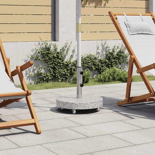 Gecheer Sonnenschirmständer Marktschirmständer Schirmständer Ständer Schirmhalter für Schirmstöcke, Mit 4 Rollen, Granit 30 kg Rund Grau