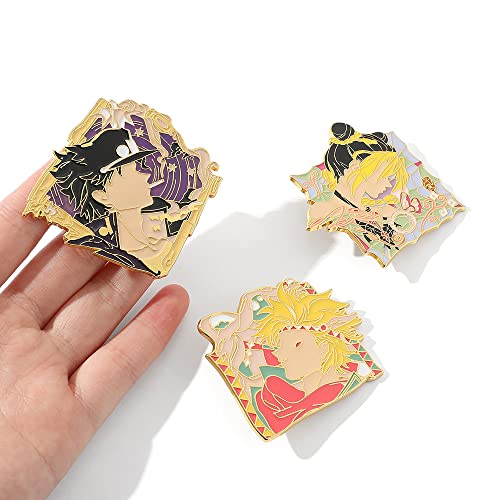 Image of JJBA JoJo Anime Enamel Pins - Jotaro Jolyne Joseph Cosplay Brooch - Christmas Gifts for Kids Girls Teens Women Men
