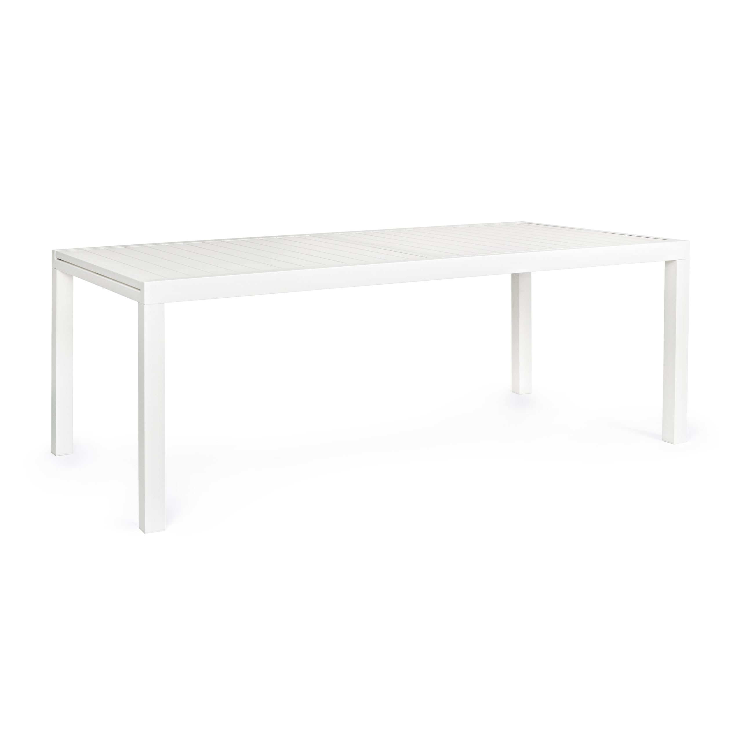 Totò Piccinni Tavolo SALINA Allungabile in alluminio rettangolare ideale per giardino con piano a doghe dal design moderno (Bianco, Tavolo 200/300x100x75)