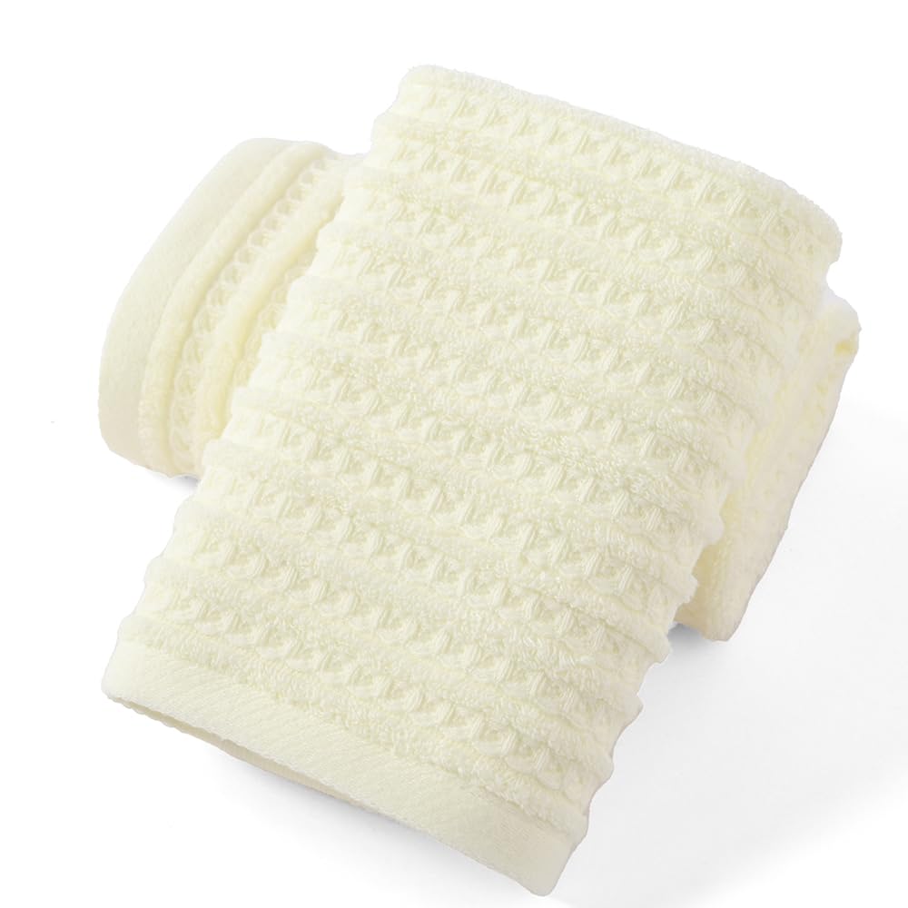 Sense Gnosis Beige Hand Towel Set Of 2 Super Soft 100% Cotton Waffle & Terry Striped Highly Absorbent Decorative Hand Towels For Bathroom 13 X 29Inch
