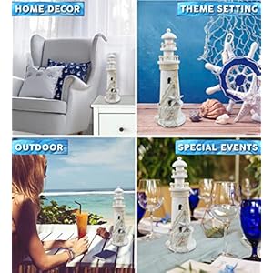 Puzzled White Wooden Lighthouse Nautical Decor Puzzled White Wooden Lighthouse Nautical Decor