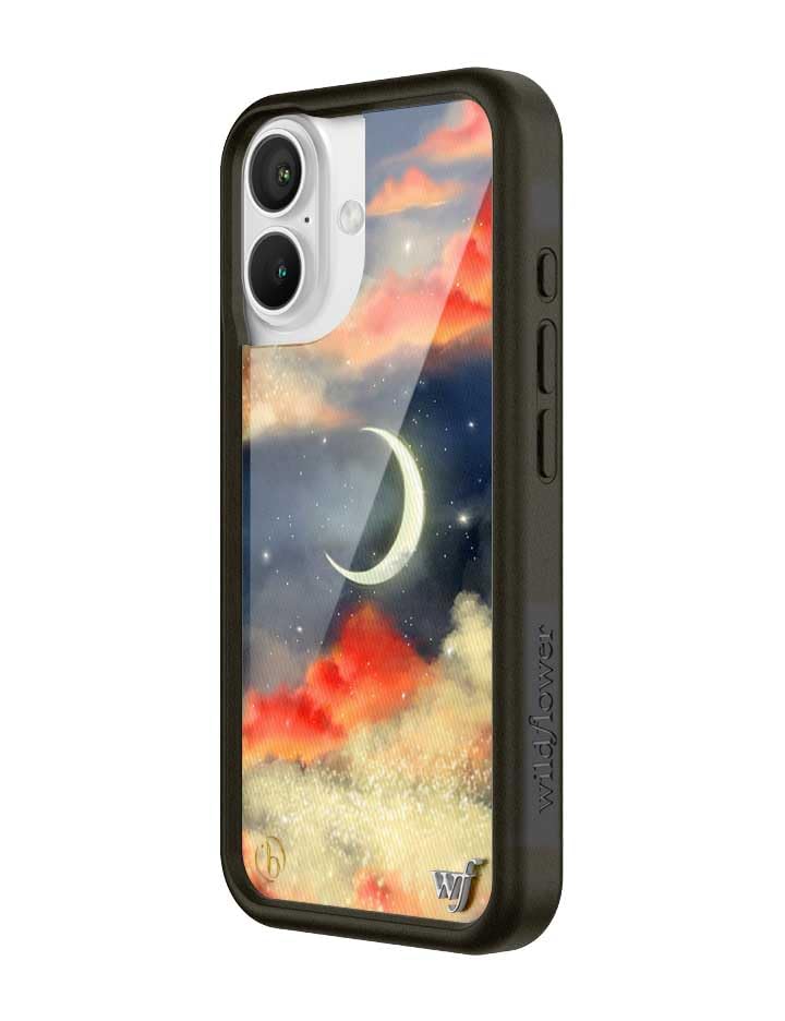 Image of Wildflower Cases - Compatible with iPhone 16 | Protective Black Bumper, 6.5ft Drop Test Certified, Women Owned Small Business | Moon Aesthetic Trendy | Collab - Orebella