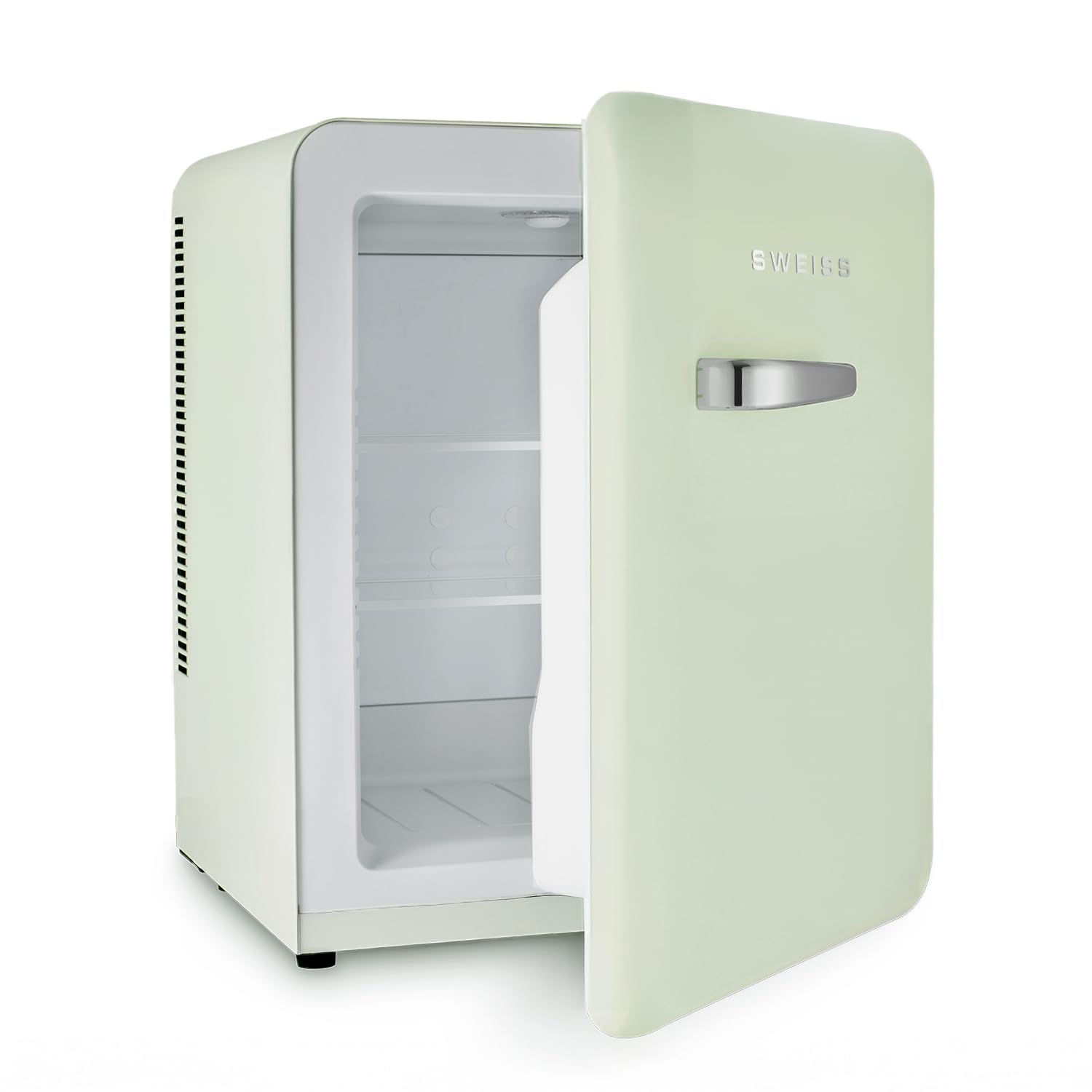 SWEISS Retro-Minikühlschrank WEISS7, Vintage, 31 l, kompakt, für Lebensmittel, Getränke, Kosmetik, Temperatur einstellbar 6°-15°C, 24dB, verstellbare Standfüße, Grün