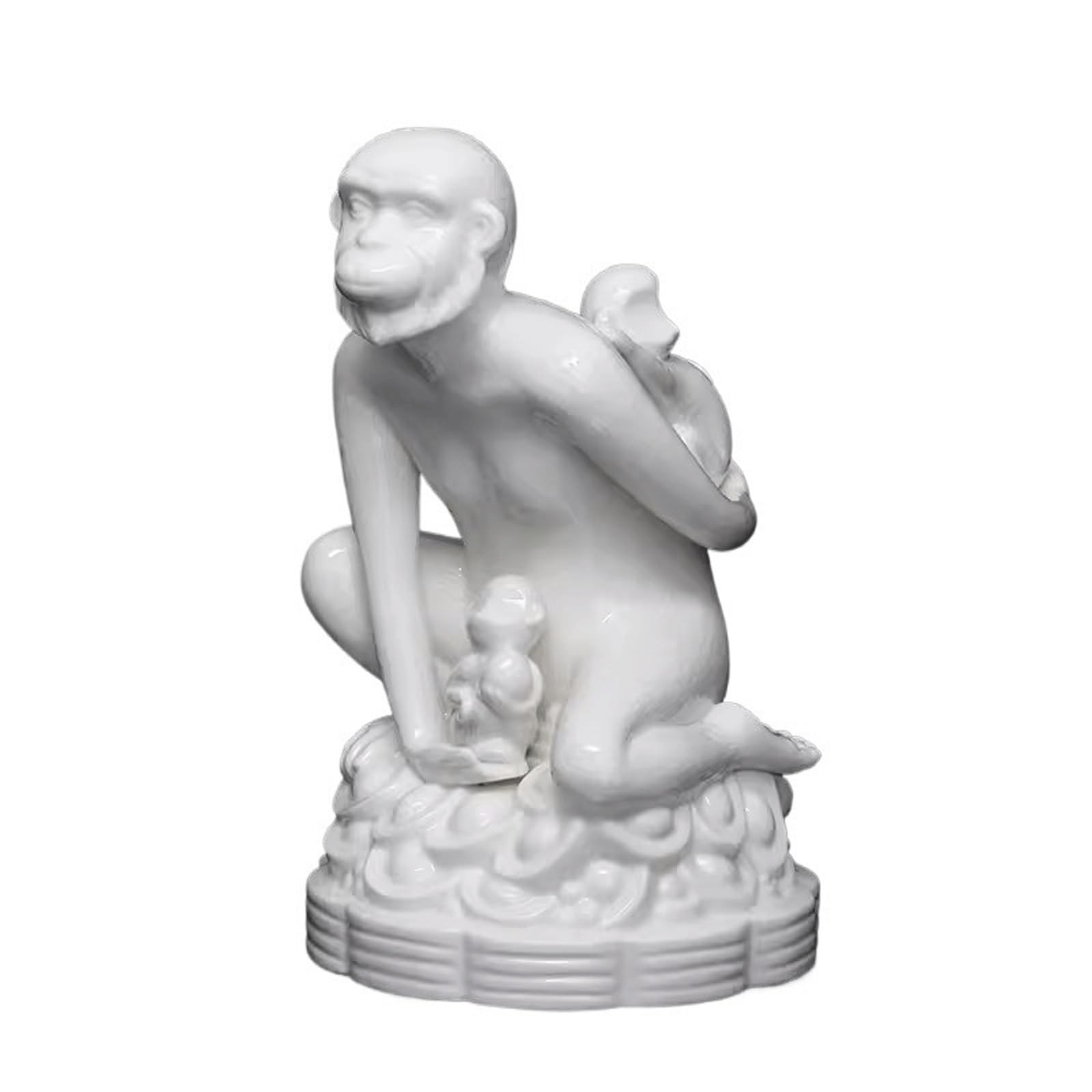 FbqLhe1ahh Ceramic Monkey Ornament Office Desktop Decoration Decor(White)
