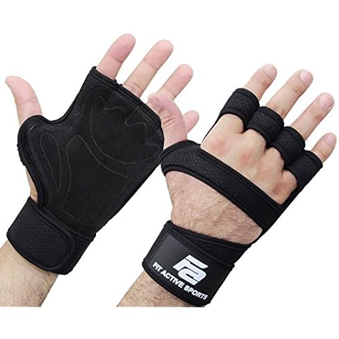 Fit Active Sports LX1 Weight Lifting Gloves for Cross Training Workout, Gym Fitness - Suede Leather Palm - Full Hand Protection, Callus Guard Cover