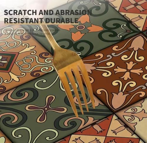Image of JB'S LAND Kitchen Mats for Floor Anti Slip Set of 2 Pcs, Waterproof Anti-Slip Kitchen Runner Rugs with Printed Tile Design & Rubber Base, Cooking & Laundry (120x40 cm + 60x40 cm)
