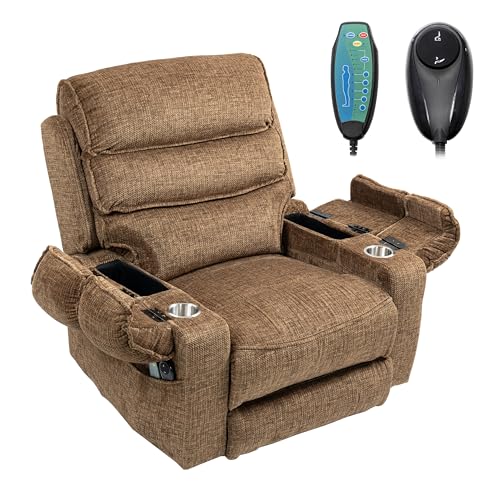 27in Extra Wide Power Lift Recliner Chair for Big Tall with Extended Footrest Heat Massage, Oversized Electric Lift Recliner Chairs for Adults Elderly Seniors, Arm Storage & Cup Holders