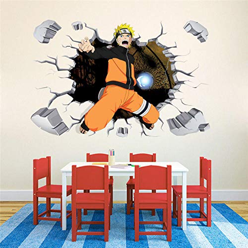 Removable Wall Sticker/Mural 3D Naruto Japanese Amine Breakthrough Wall Art Sticker Decal Decoration Vinyl Poster Mural Removable Custom DIY Children's Gift-50CMx70CM