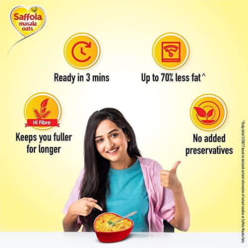 Image of Saffola Masala Oats | Tasty Evening Snack| Healthy Snack| Classic Masala| 500g (Pack of 2)