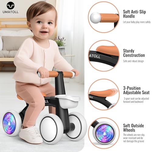 image for Umatoll Colorful Lighting Baby Balance Bike Toys for 1 Year Old Boys G