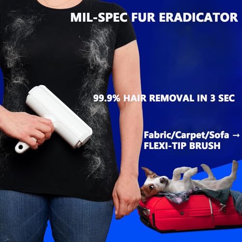Image of Pet Hair Remover - Original Size Reusable Lint Roller for Cat & Dog Hair on Furniture, Couch, Carpet, Car, Rugs & Bedding - Portable, Eco-Friendly (White)