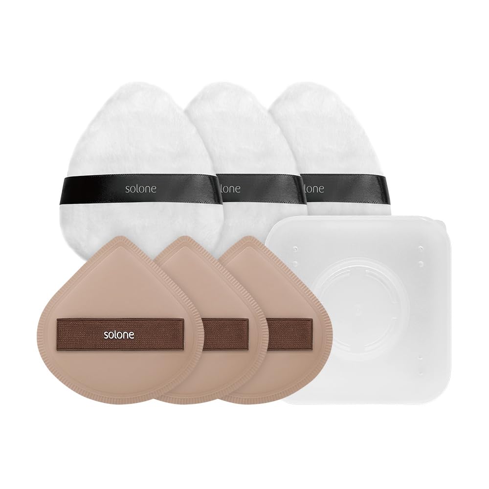 Solone Juego de 6 esponjas de maquillaje y polvos esponjosos – Esponja licuadora perfecta para base, corrector, crema BB y polvo para polvo suelto/fijador y control de aceite; apto para principiantes