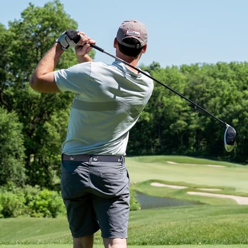 Mile High Life Golf Belts for Men, Canvas Belt with Genuine Leather Tips, Embroidered 2 Layer Web Belt with Pin Buckle4