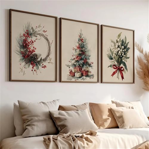 Herfair Weihnachtsbilder, Weihnachten Deko Poster 3er Set...