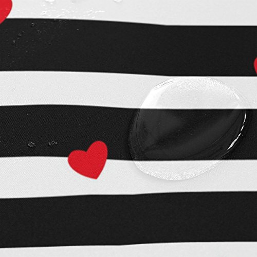 My Daily Black White Stripes Red Hearts Shower Curtain 72 X 72 Inch Waterproof Polyester Decoration Bathroom Curtain With Hooks #TOP3
