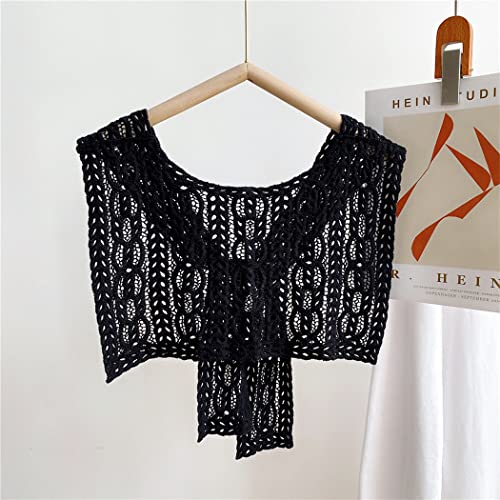 Women Spring Summer Detachable Dickey Mini Knitting Cape Fake Collar Hollow Shawl Faux False Collar3